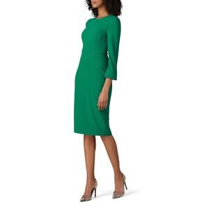 L.K. BENNETT Emerald Green Crew Neckline Everett Sheath Midi Dress Size US 2